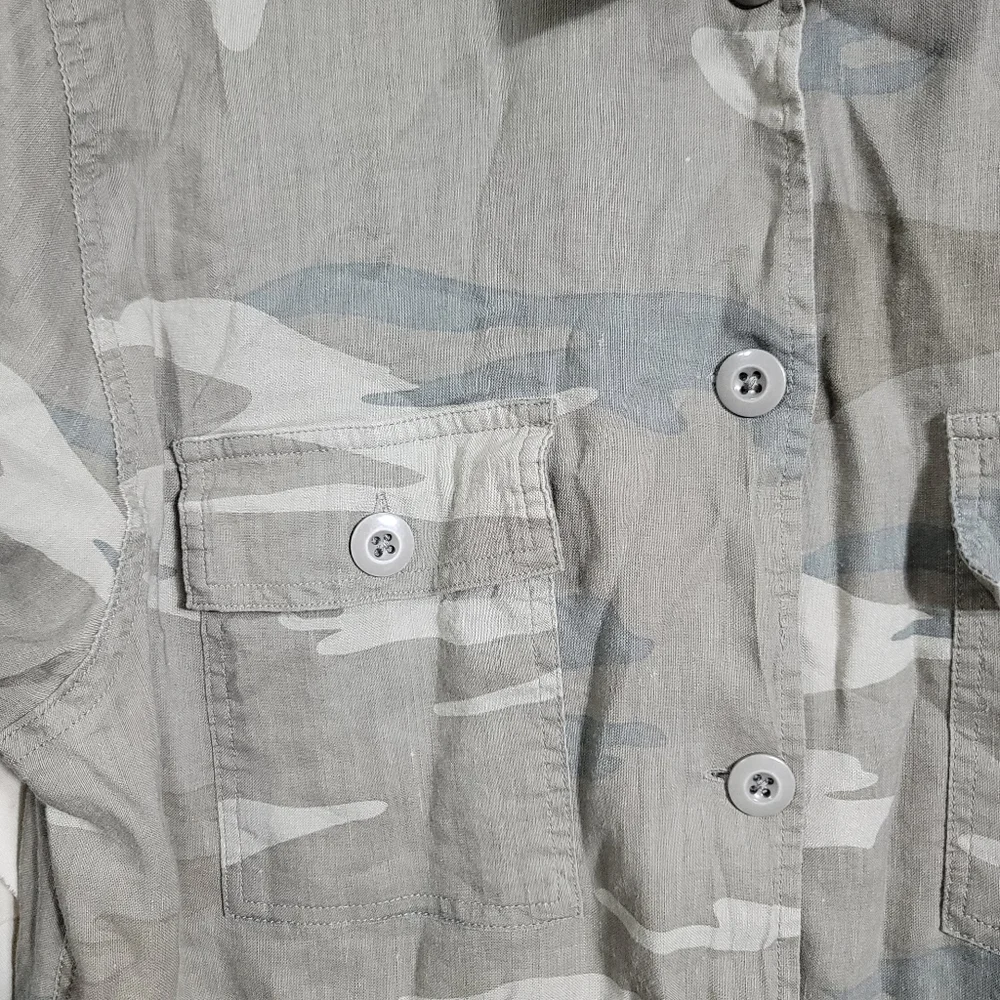 Rails Everett Camo Linen Blend Button Up Shirt Shacket Large - Picture 5 of 10